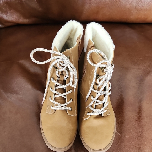 Tan Women's Lace-Up Boots WIDE WIDTH - Picture 1 of 3